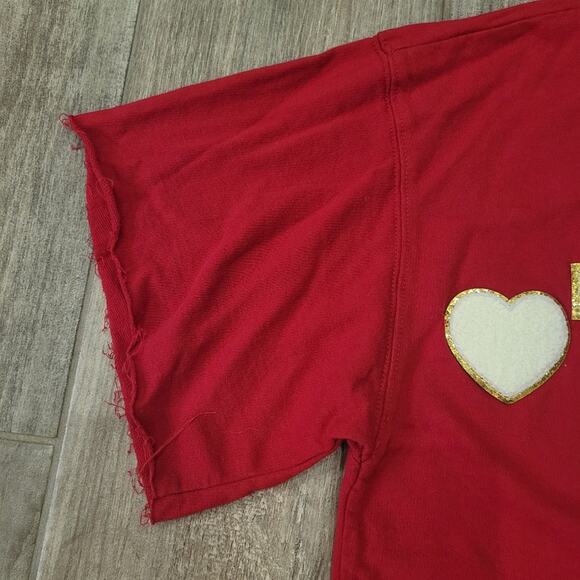 Judith March Short Sleeve Sweater Size S Cut Off Raw Hem Sequin Tomball Texas - Picture 5 of 9